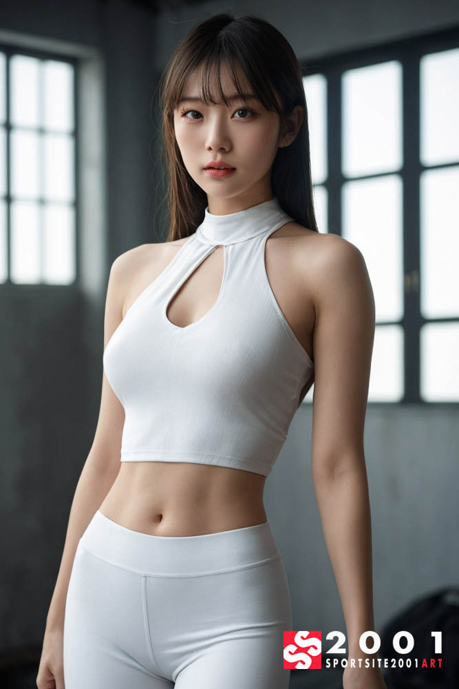 Girl in white sportswear